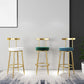 Fabric Round Seat Bar Stools Low Back Gold Iron Base Barstool for Home
