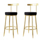Fabric Round Seat Bar Stools Low Back Gold Iron Base Barstool for Home