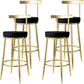 Fabric Round Seat Bar Stools Low Back Gold Iron Base Barstool for Home