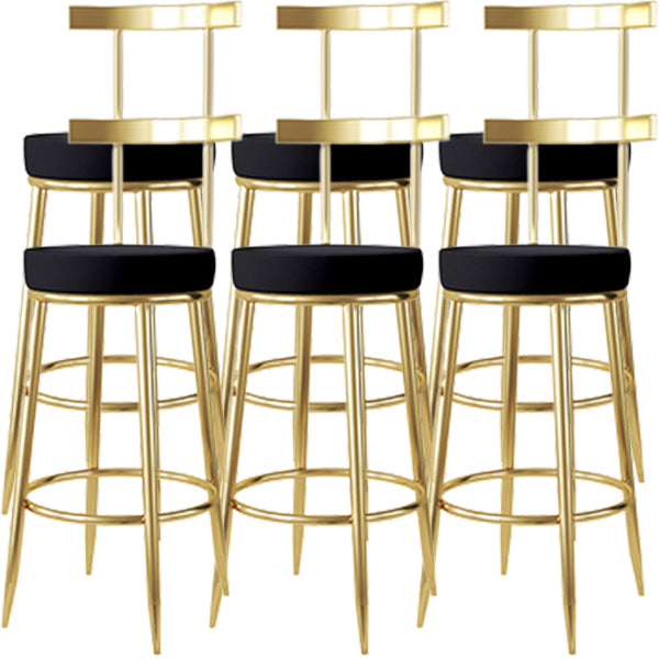 Fabric Round Seat Bar Stools Low Back Gold Iron Base Barstool for Home
