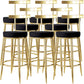 Fabric Round Seat Bar Stools Low Back Gold Iron Base Barstool for Home