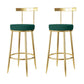 Fabric Round Seat Bar Stools Low Back Gold Iron Base Barstool for Home