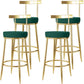Fabric Round Seat Bar Stools Low Back Gold Iron Base Barstool for Home