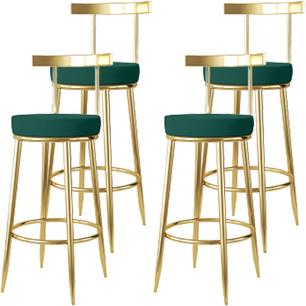 Fabric Round Seat Bar Stools Low Back Gold Iron Base Barstool for Home
