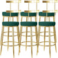 Fabric Round Seat Bar Stools Low Back Gold Iron Base Barstool for Home