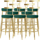 Fabric Round Seat Bar Stools Low Back Gold Iron Base Barstool for Home