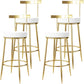 Fabric Round Seat Bar Stools Low Back Gold Iron Base Barstool for Home