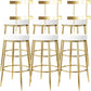 Fabric Round Seat Bar Stools Low Back Gold Iron Base Barstool for Home
