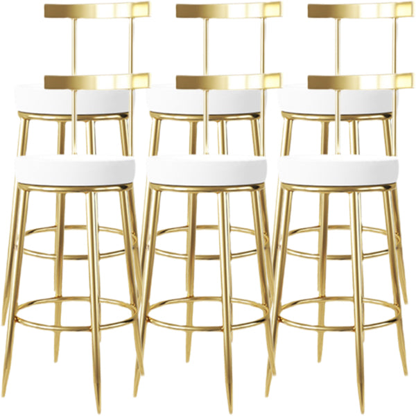 Fabric Round Seat Bar Stools Low Back Gold Iron Base Barstool for Home