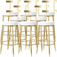 Fabric Round Seat Bar Stools Low Back Gold Iron Base Barstool for Home