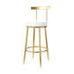 Fabric Round Seat Bar Stools Low Back Gold Iron Base Barstool for Home