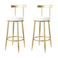 Fabric Round Seat Bar Stools Low Back Gold Iron Base Barstool for Home
