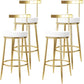 Fabric Round Seat Bar Stools Low Back Gold Iron Base Barstool for Home