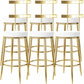 Fabric Round Seat Bar Stools Low Back Gold Iron Base Barstool for Home