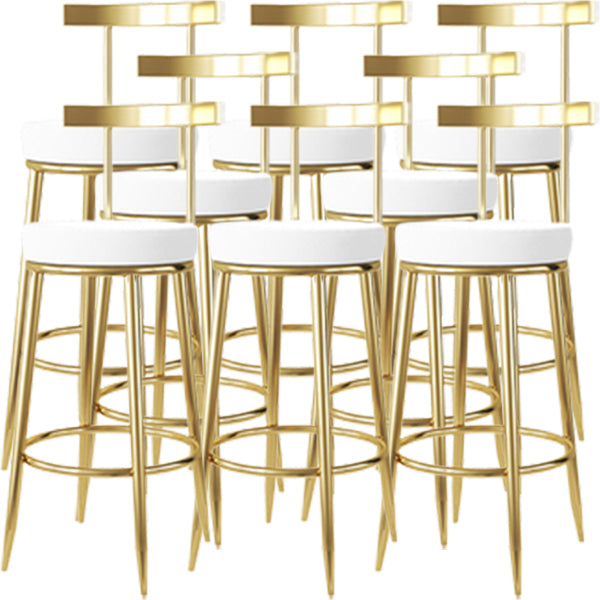 Fabric Round Seat Bar Stools Low Back Gold Iron Base Barstool for Home
