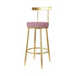 Fabric Round Seat Bar Stools Low Back Gold Iron Base Barstool for Home