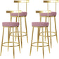 Fabric Round Seat Bar Stools Low Back Gold Iron Base Barstool for Home