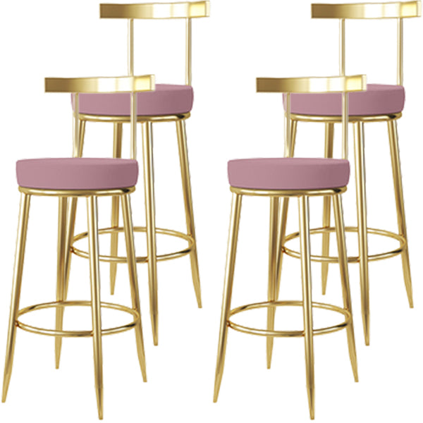 Fabric Round Seat Bar Stools Low Back Gold Iron Base Barstool for Home