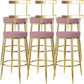 Fabric Round Seat Bar Stools Low Back Gold Iron Base Barstool for Home