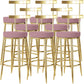 Fabric Round Seat Bar Stools Low Back Gold Iron Base Barstool for Home