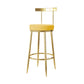 Fabric Round Seat Bar Stools Low Back Gold Iron Base Barstool for Home