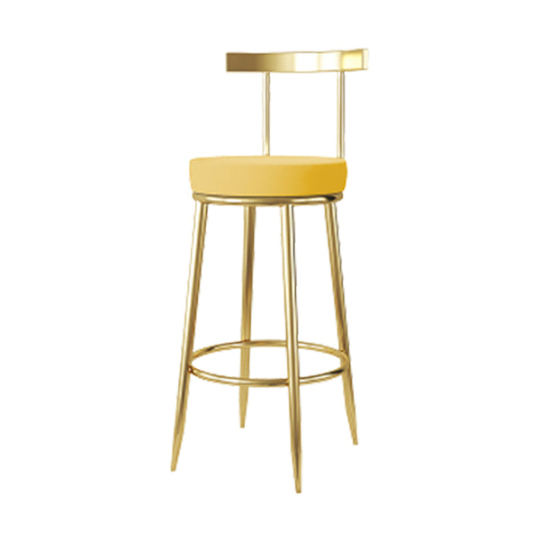 Fabric Round Seat Bar Stools Low Back Gold Iron Base Barstool for Home