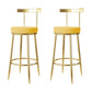 Fabric Round Seat Bar Stools Low Back Gold Iron Base Barstool for Home