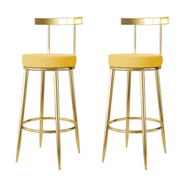 Fabric Round Seat Bar Stools Low Back Gold Iron Base Barstool for Home
