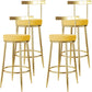 Fabric Round Seat Bar Stools Low Back Gold Iron Base Barstool for Home