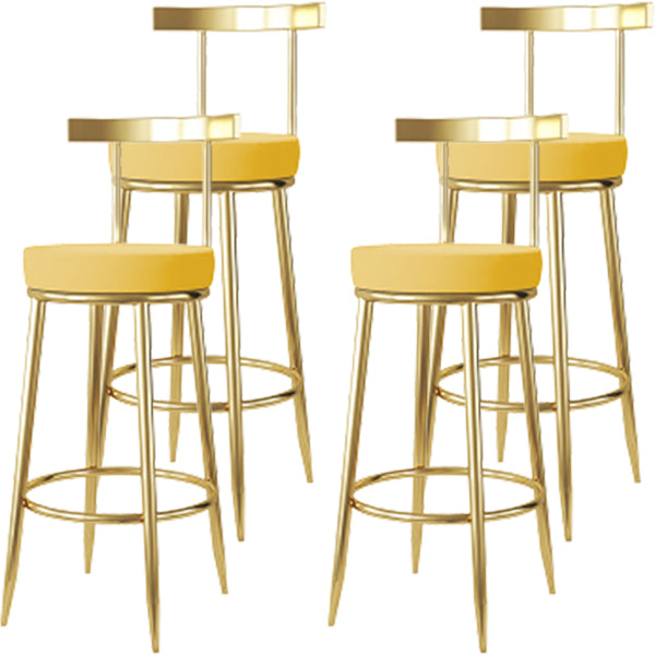 Fabric Round Seat Bar Stools Low Back Gold Iron Base Barstool for Home