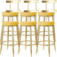Fabric Round Seat Bar Stools Low Back Gold Iron Base Barstool for Home