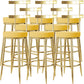 Fabric Round Seat Bar Stools Low Back Gold Iron Base Barstool for Home