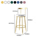Fabric Round Seat Bar Stools Low Back Gold Iron Base Barstool for Home