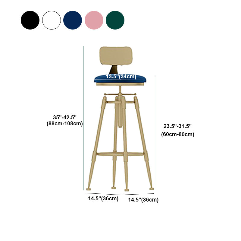 Scandinavian Metal Stool Upholstered Round Seat Counter Stool
