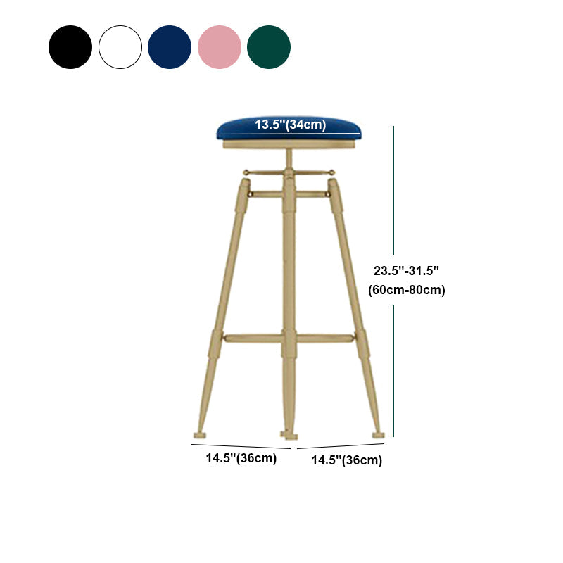 Scandinavian Metal Stool Upholstered Round Seat Counter Stool
