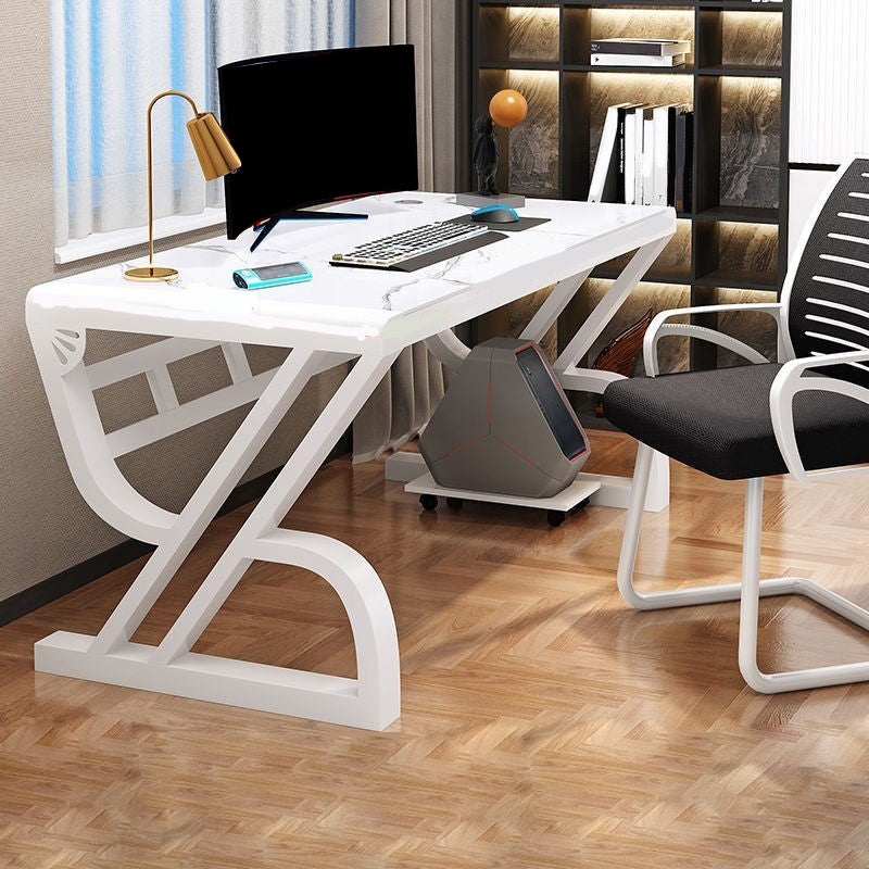 Glass Rectangular Gaming Desk Cable Management Computer Desk