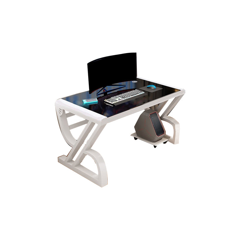 Glass Rectangular Gaming Desk Cable Management Computer Desk