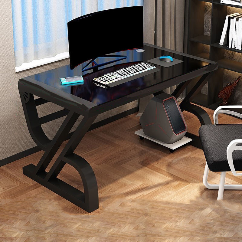 Glass Rectangular Gaming Desk Cable Management Computer Desk