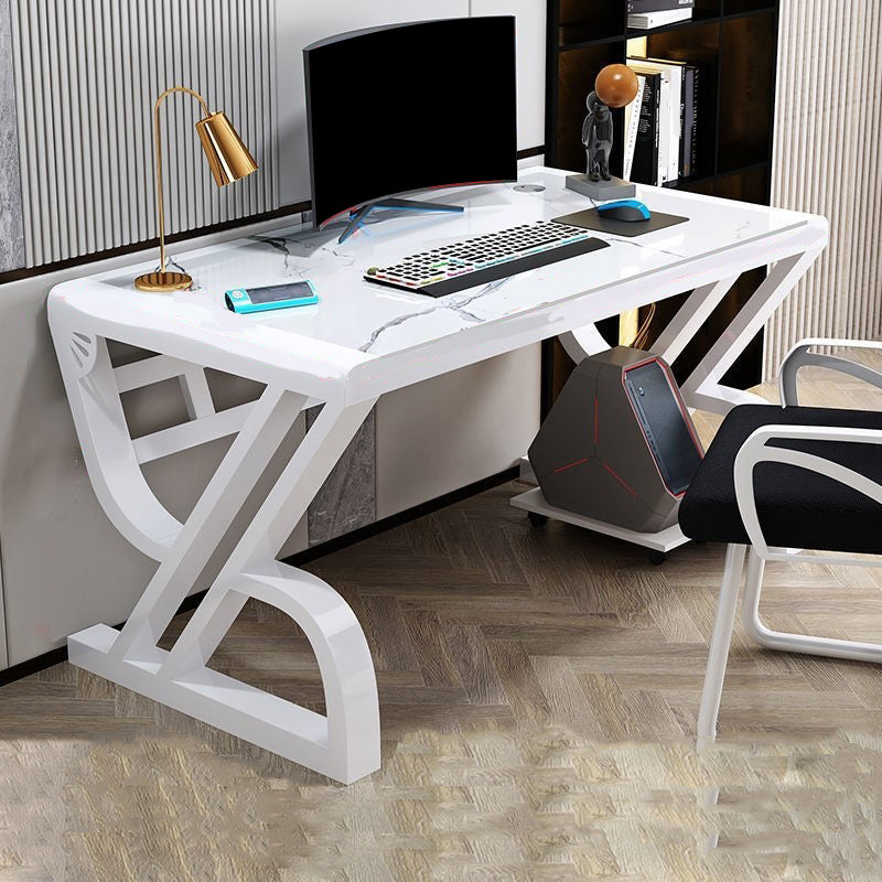 Glass Rectangular Gaming Desk Cable Management Computer Desk