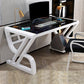 Glass Rectangular Gaming Desk Cable Management Computer Desk