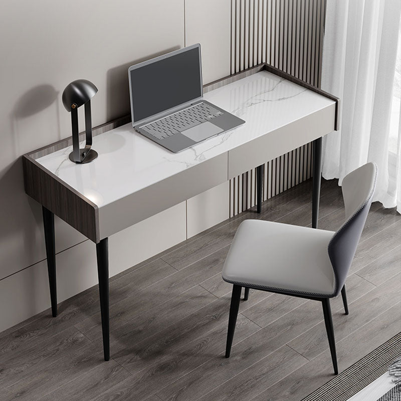 Contemporary Marble Office Desk Parsons With Metal Legs Writing Desk Clearhalo 'furn' 'furn_office_desk' 'Furniture' 'Office Desks' 'Office Furniture' 'office_desk' 5916654