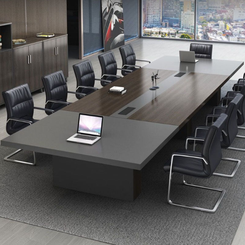 Modern Solid Wood Writing Desk Black Rectangular Office Desk 118"L x 55"W x 30"H Clearhalo 'furn' 'furn_office_desk' 'Furniture' 'Office Desks' 'Office Furniture' 'office_desk' 5916669