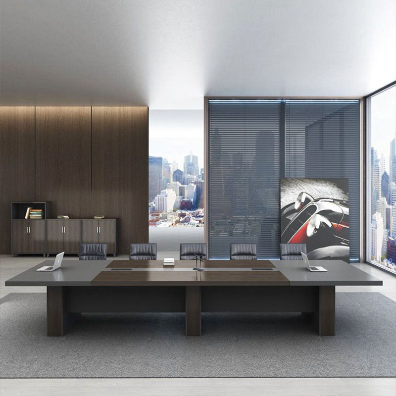 Modern Solid Wood Writing Desk Black Rectangular Office Desk 86.6"L x 47.2"W x 29.5"H Clearhalo 'furn' 'furn_office_desk' 'Furniture' 'Office Desks' 'Office Furniture' 'office_desk' 5916672