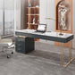 Office Or Home Mirrored Office Desk H-Shape Gold Metal Legs Desk