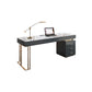 Office Or Home Mirrored Office Desk H-Shape Gold Metal Legs Desk