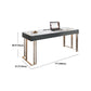 Office Or Home Mirrored Office Desk H-Shape Gold Metal Legs Desk