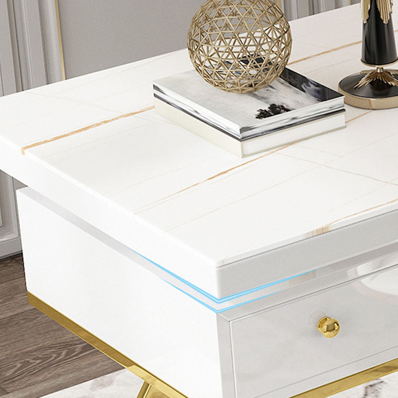 Glam en marbre bureau de bureau armoire de rangement de rangement bureau de piédestal en gris et blanc