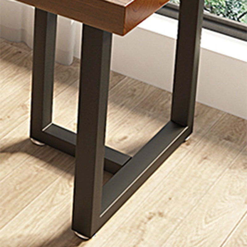 Brown Rectangular Office Bureau en bois Home Writing Bureau avec des jambes en métal