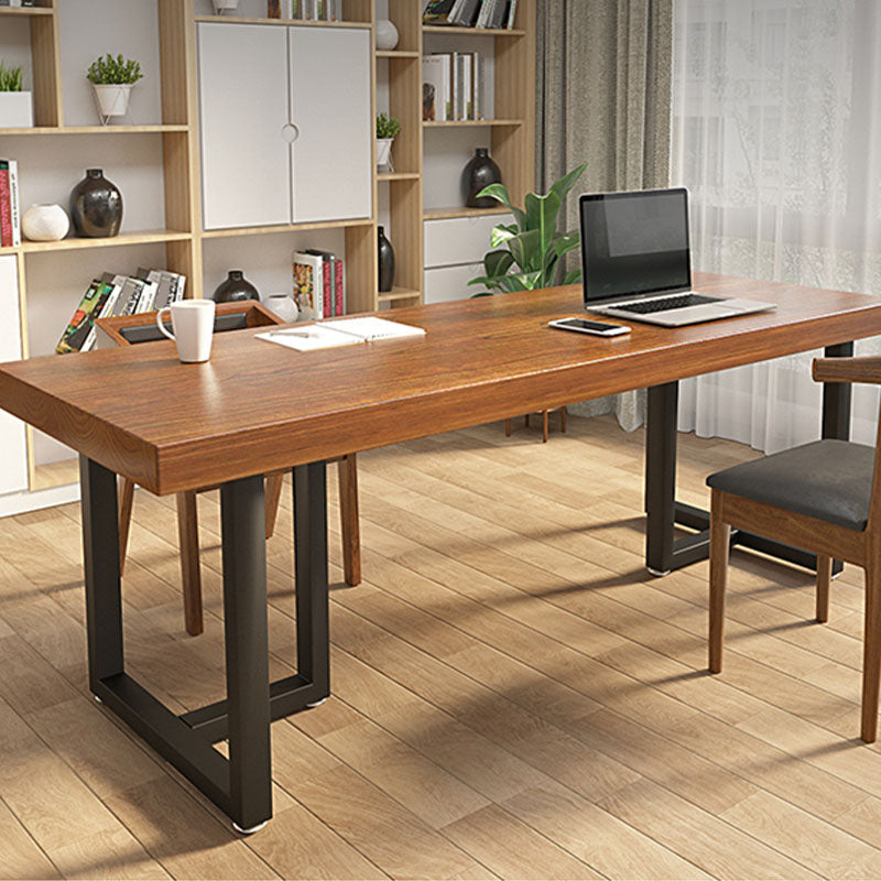 Brown Rectangular Office Bureau en bois Home Writing Bureau avec des jambes en métal