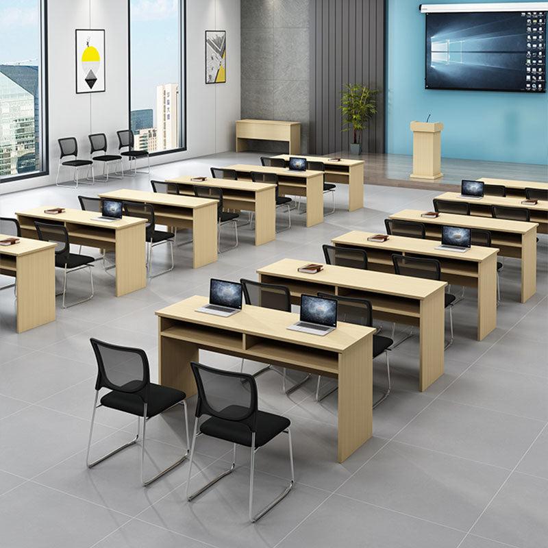 Modern Wooden Writing Desk Rectangular Desk with Shelf for Office